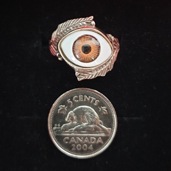 One of a Kind Bold Vintage 925 Sterling Silver Evil Eye Protection Ring - Picture 5 of 14